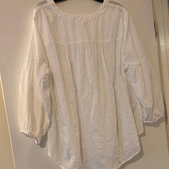 J. Jill Eyelet Cotton White Button-Down Women's Shirt 2x - dreamy cottagecore - Picture 5 of 7